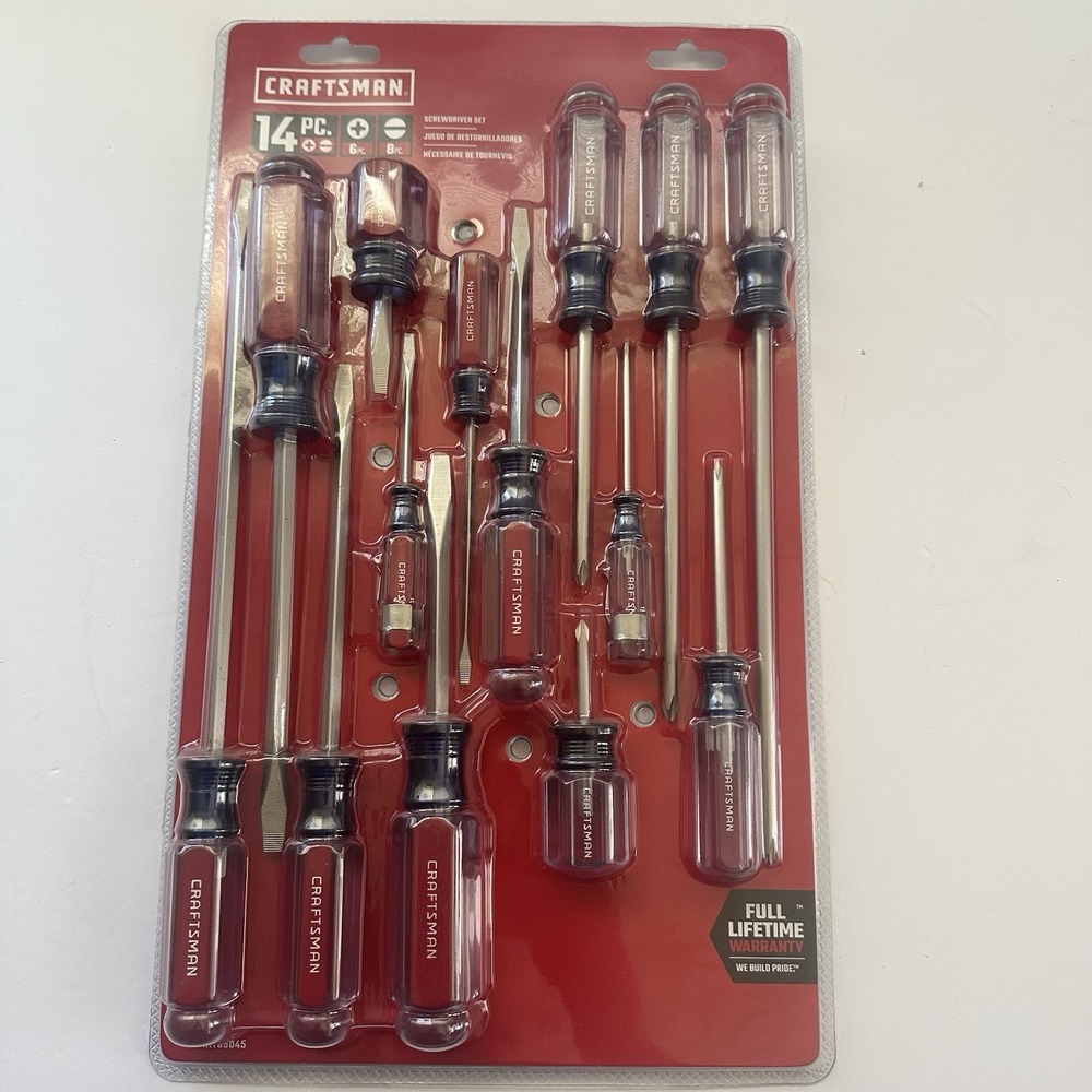 Screwdriver Set Slotted Phillips 14 Piece CMHT65045 Craftsman 14Piece